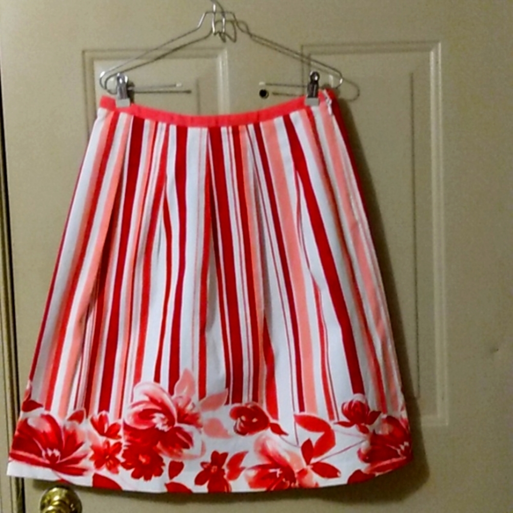 Garden Party Cottagecore Whimsygoth Striped Floral Cotton Full Skirt